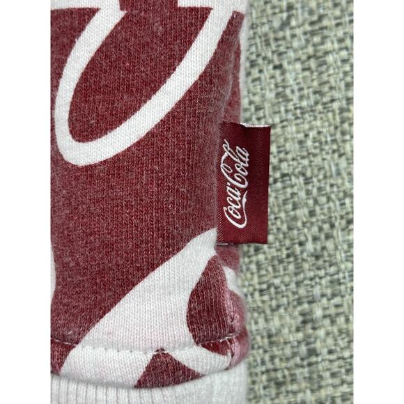 Kith Coca-Cola Hoodie Sweatshirt Sz Large Burgundy White All Over Logo AOP Print - Picture 6 of 15